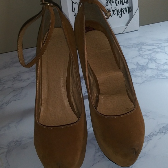 Tan Faux Suede Stilleto High Heel Platform - Picture 4 of 6